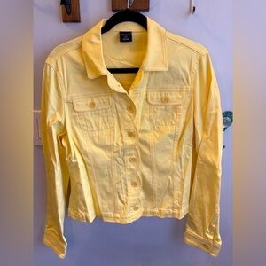 Tribal Yellow Jean Jacket Cropped Casual